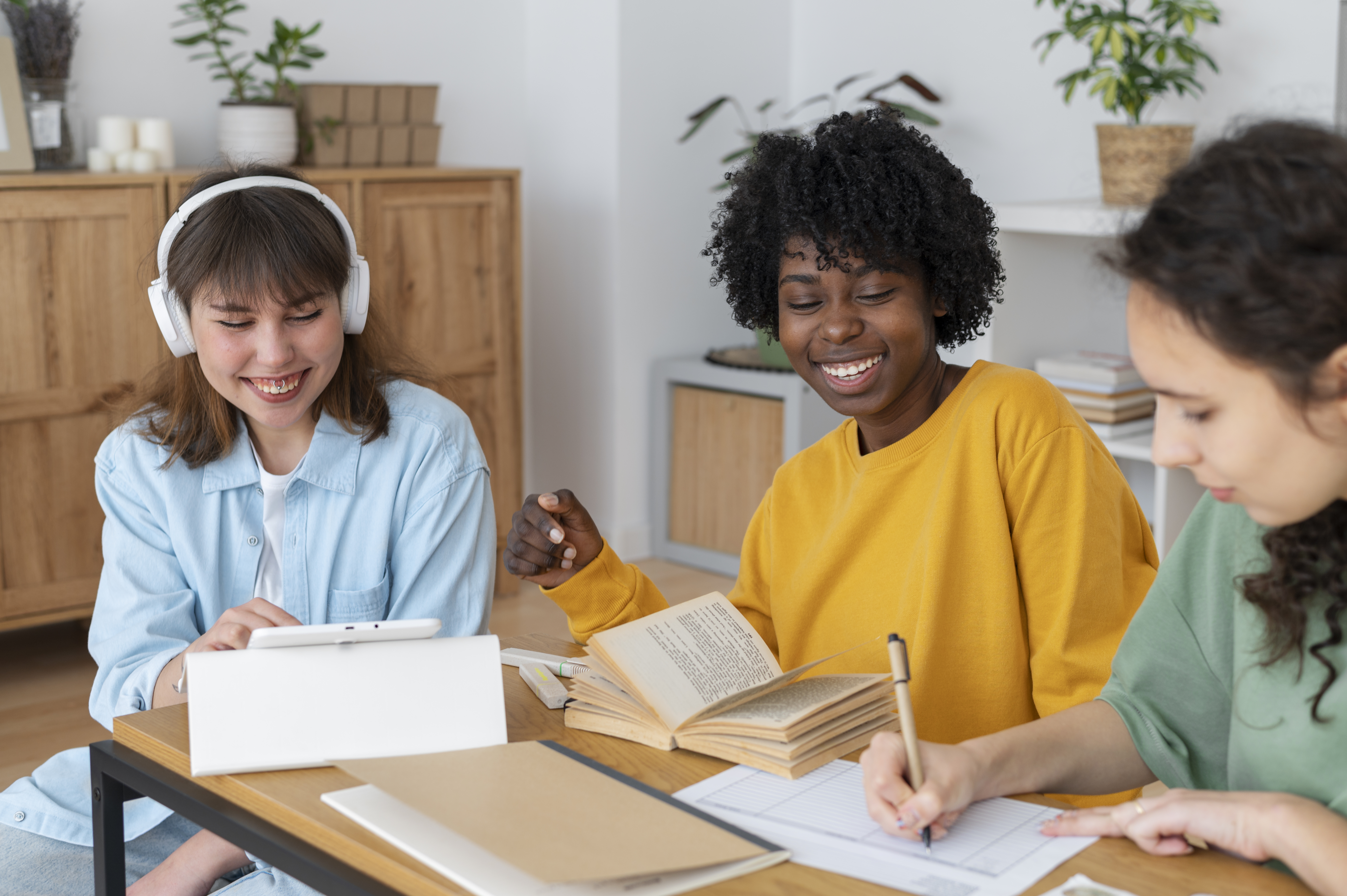 Students working together at a table